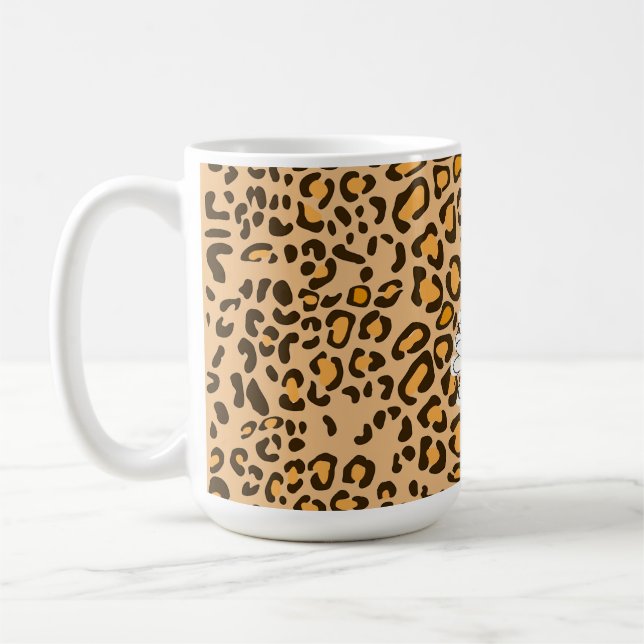 Leopard Sunflower Rustic Floral Coffee Mug (Left)