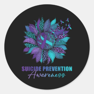 Leopard Sunflower Suicide Prevention Awareness Day Classic Round Sticker