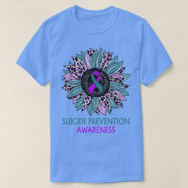 Leopard Sunflower Suicide Prevention Awareness Tea T-Shirt (Design Front)