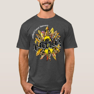 Leopard Sunflower Warrior Childhood Cancer Awarene T-Shirt