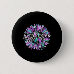 Leopard Sunflower Warrior Teal And Purple Suicide  6 Cm Round Badge