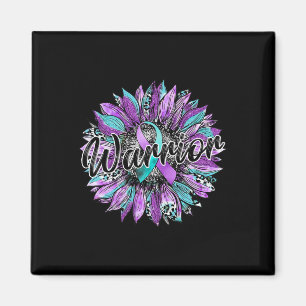 Leopard Sunflower Warrior Teal And Purple Suicide Magnet