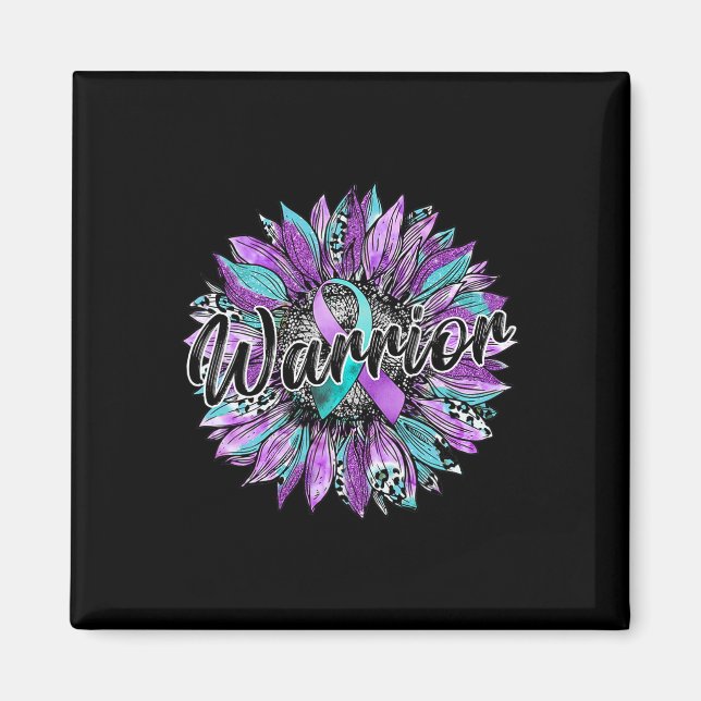 Leopard Sunflower Warrior Teal And Purple Suicide  Magnet (Front)