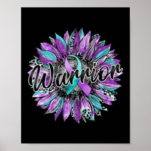 Leopard Sunflower Warrior Teal And Purple Suicide Poster