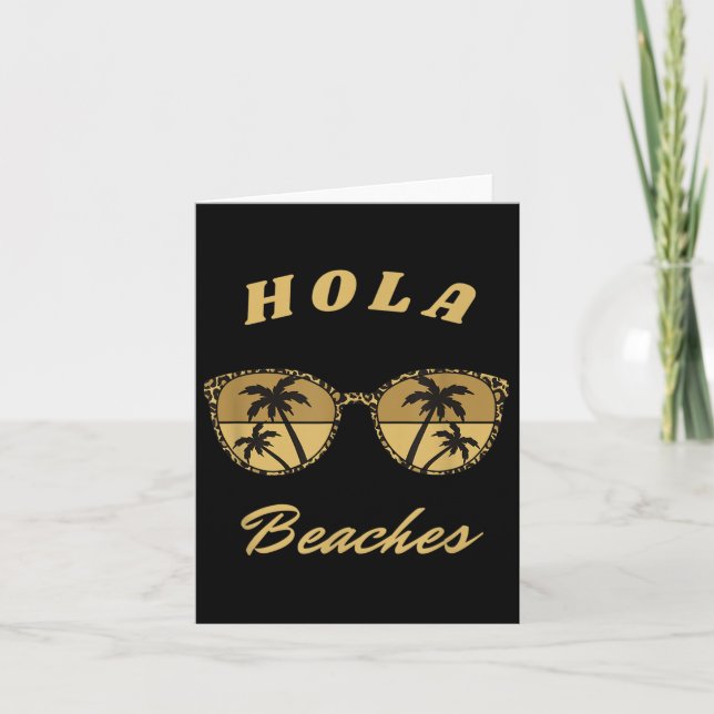 Leopard Sungles Hola Beach Beaches Vacation Palm T Card (Front)