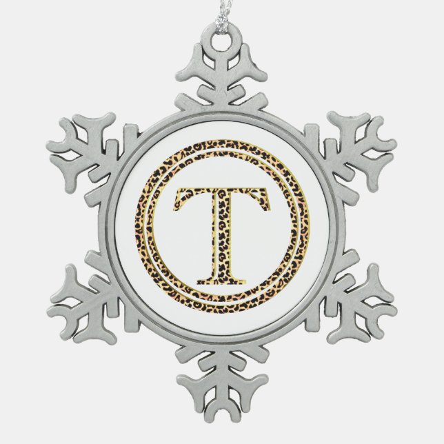 Leopard T Snowflake Pewter Christmas Ornament (Front)