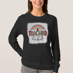 Leopard Teach Love Inspire Teacher Life Bleached T-Shirt