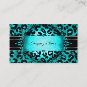 Leopard Teal Blue Black Boutique Card Elegant