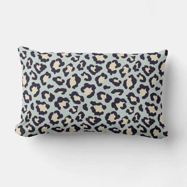 Leopard teal print throw pillow. lumbar cushion (Front)