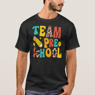 Leopard Team Preschool Pencil Pre K Teacher Back T T-Shirt