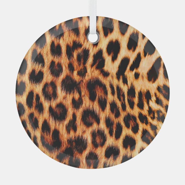 Leopard texture, African animal seamless pattern. Glass Tree Decoration (Front)