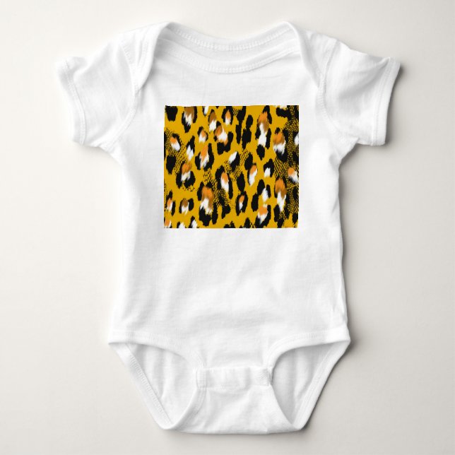 Leopard Texture Animal Print Background Baby Bodysuit (Front)