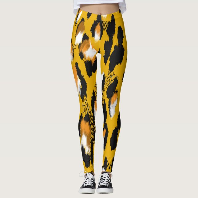 Leopard Texture Animal Print Background Leggings (Front)