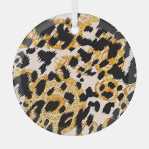 Leopard texture: gold baroque pattern. glass tree decoration