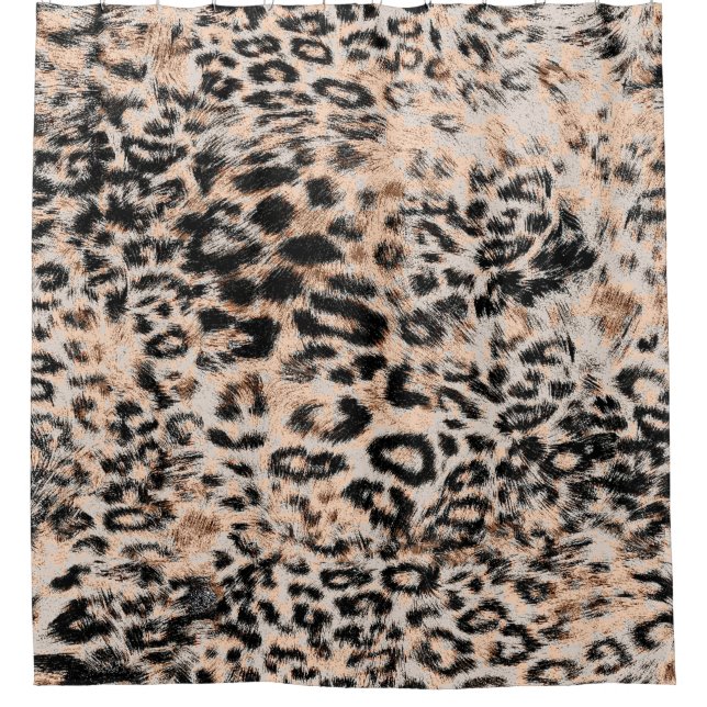 Leopard texture, leopard animal print pattern shower curtain (Front)