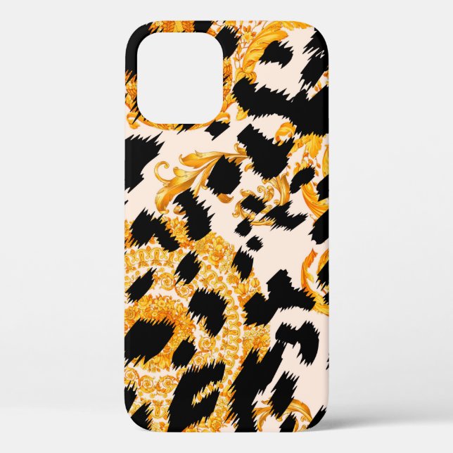 Leopard texture with gold baroque pattern Case-Mate iPhone case (Back)