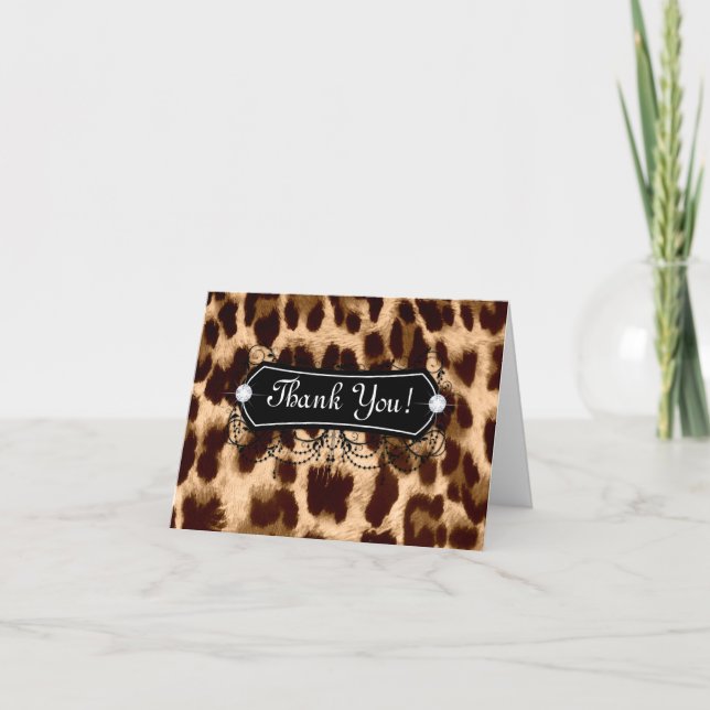 Leopard Thank You Card Jewellery Fashion (Front)
