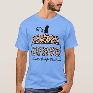 Leopard Thankful Grateful Blessed Pumpkin Hallowee T-Shirt