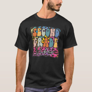 Leopard Tie Dye 2nd Grade Vibes Back School Teache T-Shirt