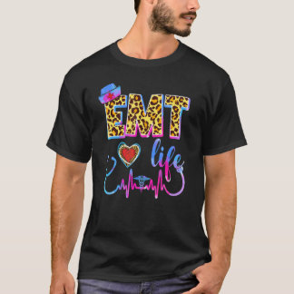 Leopard Tie Dye Emt Life Stethoscope Leopard Nurse T-Shirt