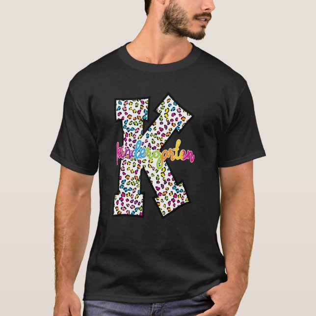 Leopard Tie Dye Kindergarten Teacher Student Back  T-Shirt (Front)