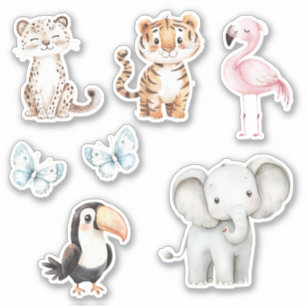 Leopard Tiger Flamingo Elephant Toucan Butterflies