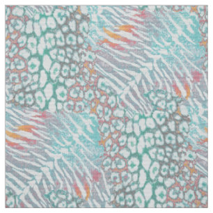 Leopard ,tiger, skin, spotted, striped, Turquoise, Fabric