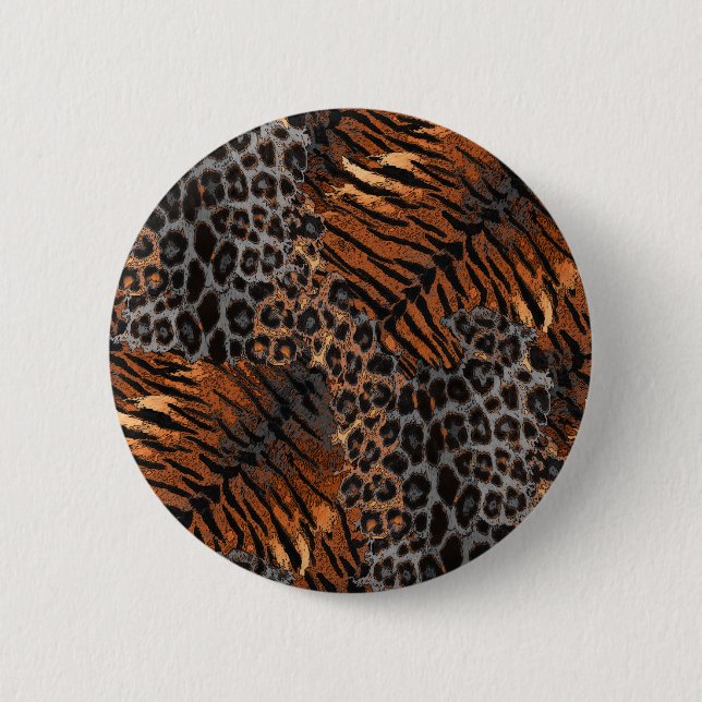 Leopard tiger skin trendy 6 cm round badge (Front)