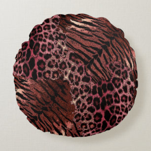Leopard tiger skin trendy round cushion