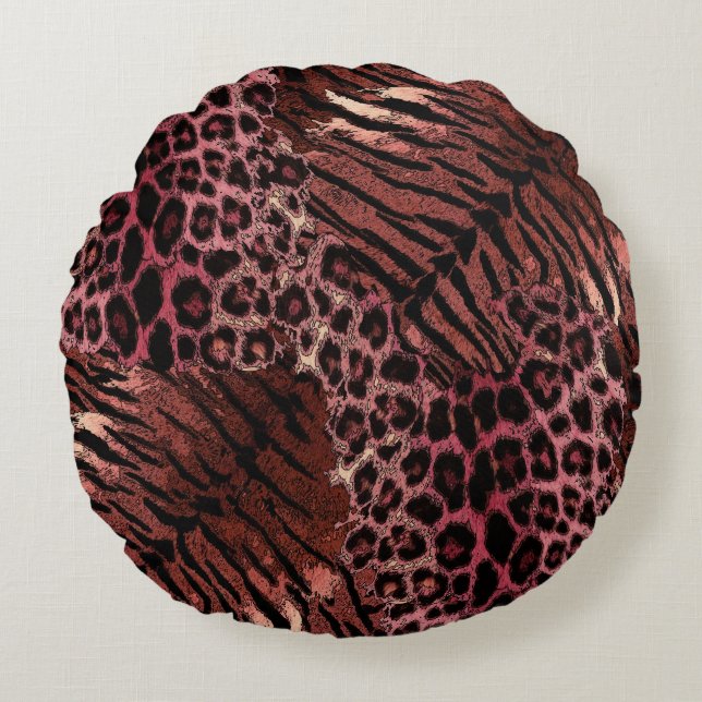 Leopard tiger skin trendy round cushion (Front)