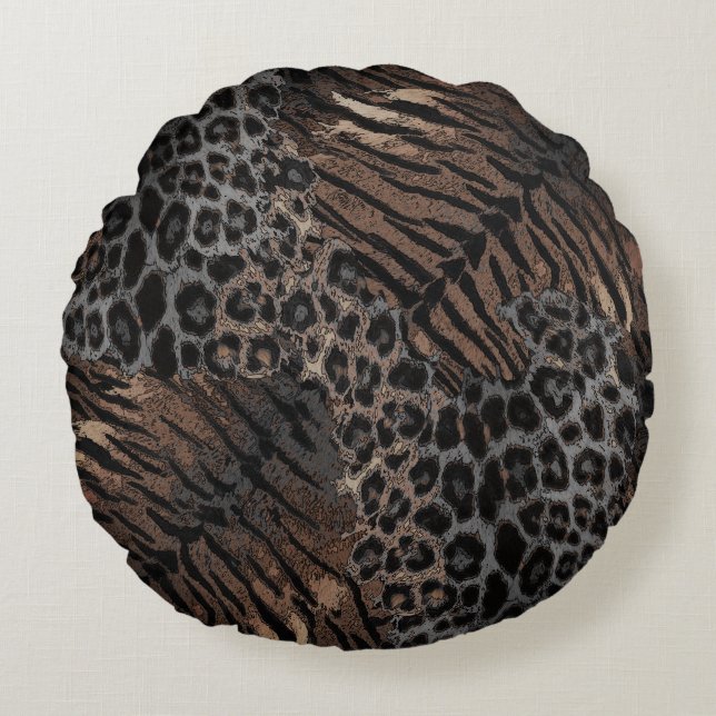Leopard tiger skin trendy round pillow (Front)