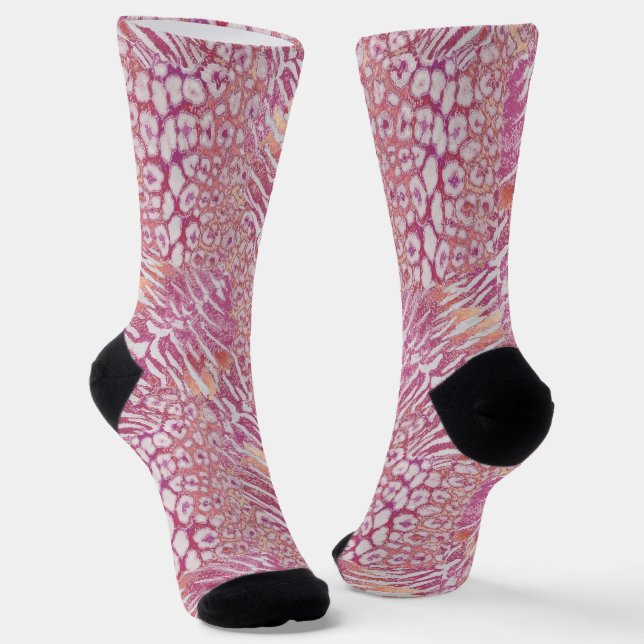 Leopard tiger skin trendy spotted striped cat socks (Angled)