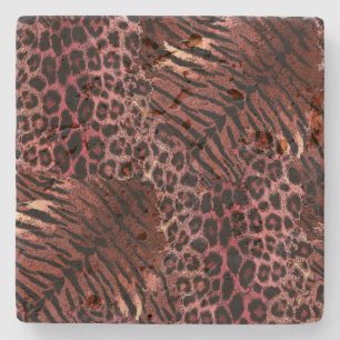 Leopard tiger skin trendy stone coaster