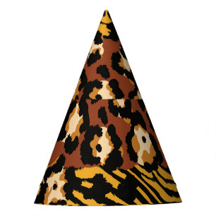 Leopard, tiger skins, wild pattern. party hat