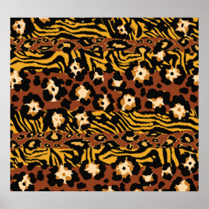 Leopard, tiger skins, wild pattern. poster