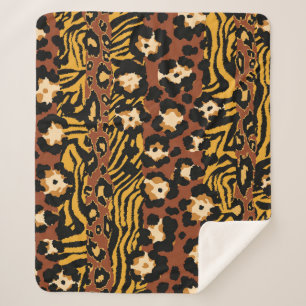 Leopard, tiger skins, wild pattern. sherpa blanket