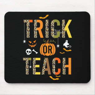 Leopard Trick Or Teach Halloween School Fall Autum Mouse Pad