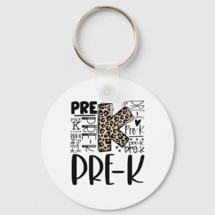 Leopard Typography Prek Ck To School Teacher Kids  Key Ring