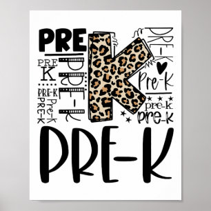 Leopard Typography Prek Ck To School Teacher Kids Poster