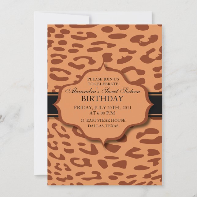Leopard - unusual  - birthday invites (Front)