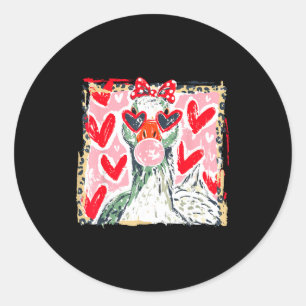 Leopard Valentine's Day Goose Cute Animal Couple M Classic Round Sticker