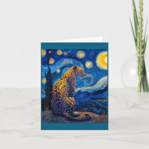 Leopard - Van Gogh Style Starry Night Funny Graphi Card