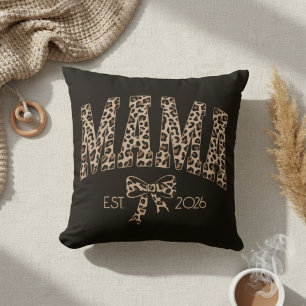 Leopard Varsity Mama Est Bold Feminine Decor Cushion