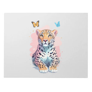Leopard Vector Butterfly Adorable Fun Animal Notepad