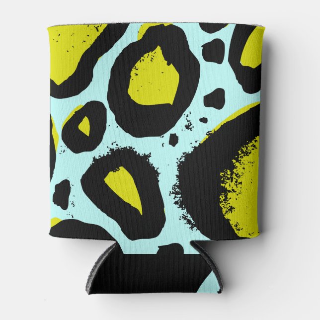 Leopard Vibrance: Colourful Wild Textures. Can Cooler (Front)