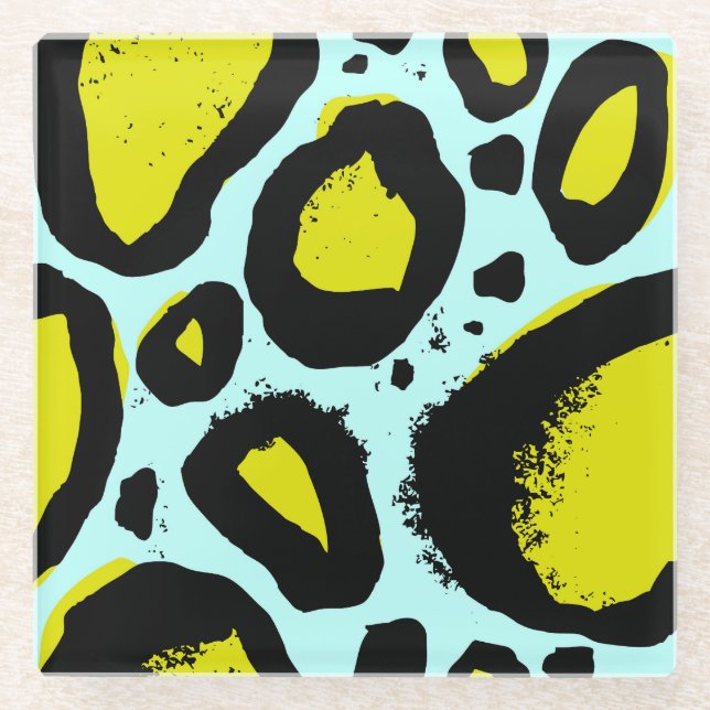 Leopard Vibrance: Colourful Wild Textures. Glass Coaster (Front)