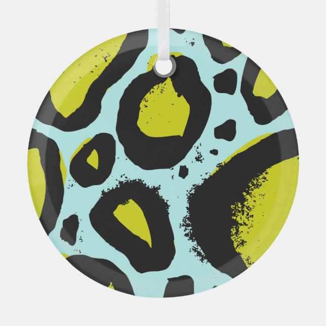 Leopard Vibrance: Colourful Wild Textures. Glass Tree Decoration (Front)