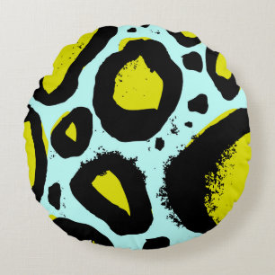 Leopard Vibrance: Colourful Wild Textures. Round Cushion