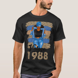 Leopard Vintage 1988 35th Birthday 35 Years Old Bl T-Shirt