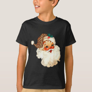 Leopard Vintage Santa Merry Christmas Family Match T-Shirt